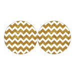 Gold And White Chevron Pattern Print Car Coasters