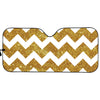 Gold And White Chevron Pattern Print Car Sun Shade