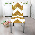 Gold And White Chevron Pattern Print Dining Chair Slipcover