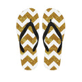 Gold And White Chevron Pattern Print Flip Flops