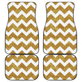 Gold And White Chevron Pattern Print Front and Back Car Floor Mats