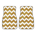 Gold And White Chevron Pattern Print Front Car Floor Mats