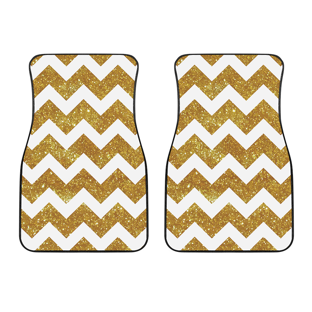Gold And White Chevron Pattern Print Front Car Floor Mats