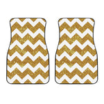 Gold And White Chevron Pattern Print Front Car Floor Mats