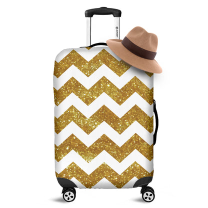 Gold And White Chevron Pattern Print Luggage Cover