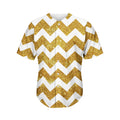 Gold And White Chevron Pattern Print Men's Baseball Jersey