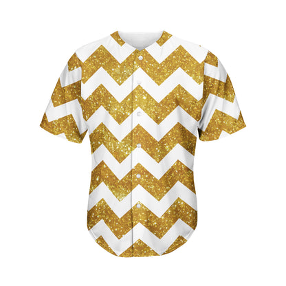 Gold And White Chevron Pattern Print Men's Baseball Jersey