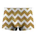 Gold And White Chevron Pattern Print Men's Boxer Briefs