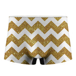 Gold And White Chevron Pattern Print Men's Boxer Briefs