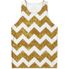 Gold And White Chevron Pattern Print Men's Tank Top