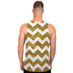 Gold And White Chevron Pattern Print Men's Tank Top