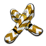 Gold And White Chevron Pattern Print Muay Thai Shin Guard