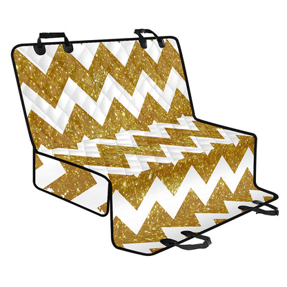 Gold And White Chevron Pattern Print Pet Car Back Seat Cover