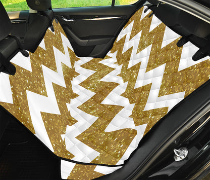 Gold And White Chevron Pattern Print Pet Car Back Seat Cover