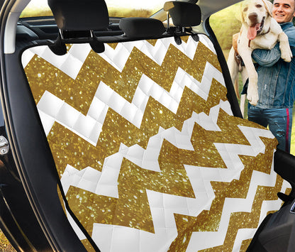 Gold And White Chevron Pattern Print Pet Car Back Seat Cover