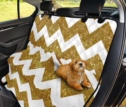 Gold And White Chevron Pattern Print Pet Car Back Seat Cover