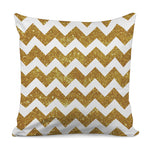 Gold And White Chevron Pattern Print Pillow Cover