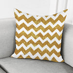 Gold And White Chevron Pattern Print Pillow Cover