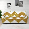 Gold And White Chevron Pattern Print Sofa Cover