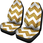 Gold And White Chevron Pattern Print Universal Fit Car Seat Covers