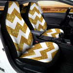 Gold And White Chevron Pattern Print Universal Fit Car Seat Covers