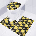 Gold And Yellow Floral Print 3 Piece Bath Mat Set