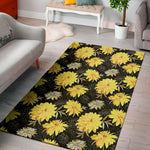 Gold And Yellow Floral Print Area Rug