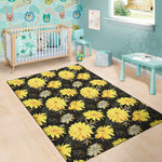 Gold And Yellow Floral Print Area Rug