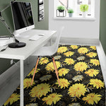 Gold And Yellow Floral Print Area Rug