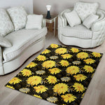 Gold And Yellow Floral Print Area Rug