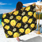 Gold And Yellow Floral Print Beach Sarong Wrap