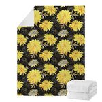 Gold And Yellow Floral Print Blanket