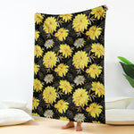 Gold And Yellow Floral Print Blanket