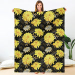 Gold And Yellow Floral Print Blanket