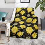 Gold And Yellow Floral Print Blanket
