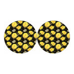 Gold And Yellow Floral Print Car Coasters