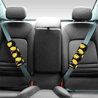 Gold And Yellow Floral Print Car Seat Belt Covers