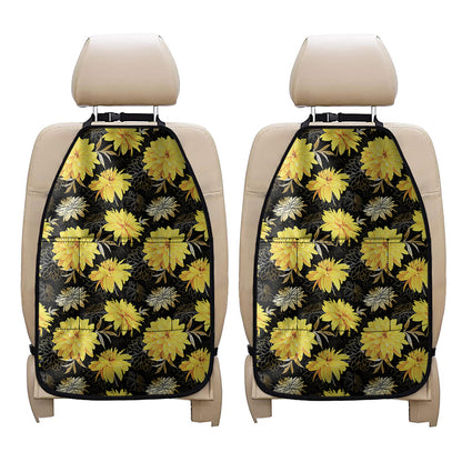 Gold And Yellow Floral Print Car Seat Organizers
