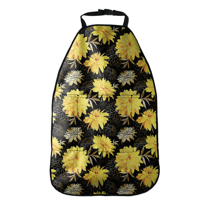 Gold And Yellow Floral Print Car Seat Organizers