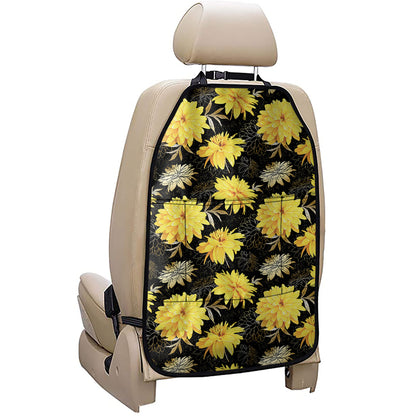 Gold And Yellow Floral Print Car Seat Organizers