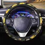 Gold And Yellow Floral Print Car Steering Wheel Cover