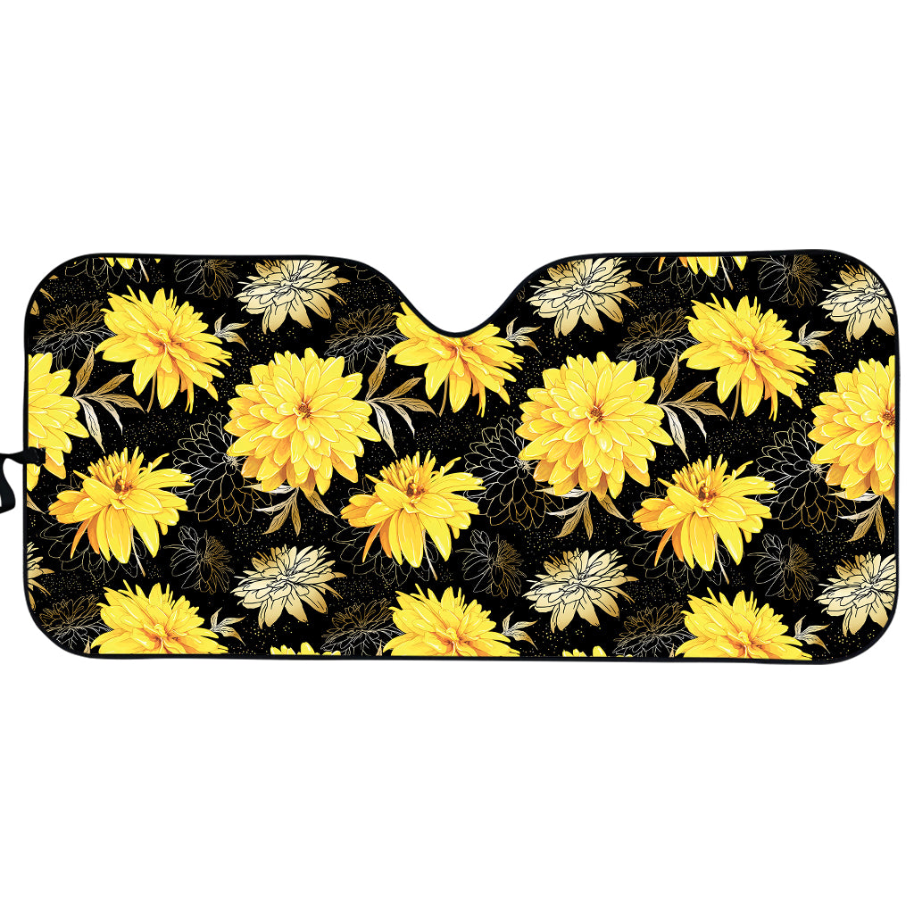 Gold And Yellow Floral Print Car Sun Shade