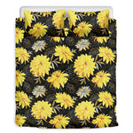 Gold And Yellow Floral Print Duvet Cover Bedding Set