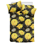 Gold And Yellow Floral Print Duvet Cover Bedding Set
