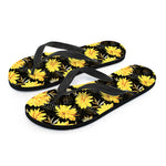 Gold And Yellow Floral Print Flip Flops