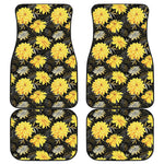 Gold And Yellow Floral Print Front and Back Car Floor Mats
