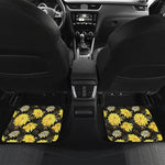 Gold And Yellow Floral Print Front and Back Car Floor Mats