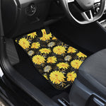 Gold And Yellow Floral Print Front and Back Car Floor Mats