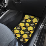 Gold And Yellow Floral Print Front and Back Car Floor Mats