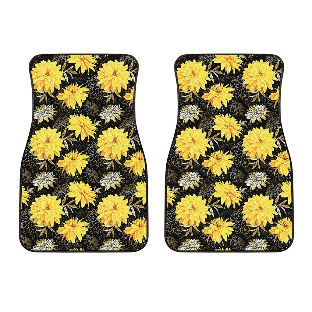 Gold And Yellow Floral Print Front Car Floor Mats